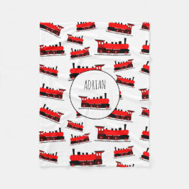 Red Steam Train Pattern Gepersonaliseerd naam Fleece Deken