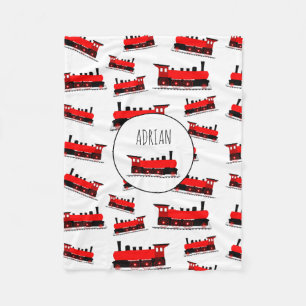 Red Steam Train Pattern Gepersonaliseerd naam Fleece Deken
