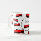 Red Steam Train Pattern Gepersonaliseerd naam Koffiemok (Voorkant links)