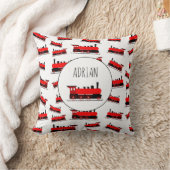 Red Steam Train Pattern Gepersonaliseerd naam Kussen (Deken)