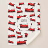 Red Steam Train Pattern Gepersonaliseerd naam Sherpa Deken (Voorkant)