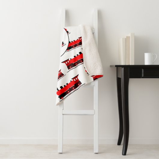 Red Steam Train Pattern Gepersonaliseerd naam Sherpa Deken (In situ)