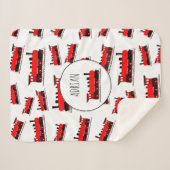 Red Steam Train Pattern Gepersonaliseerd naam Sherpa Deken (Voorkant (horizontaal))