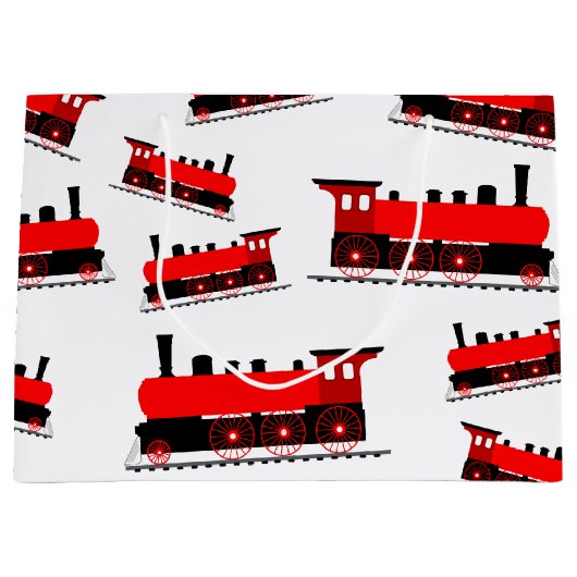 Red Steam Train Pattern Groot Cadeauzakje (Voorkant)