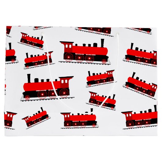 Red Steam Train Pattern Groot Cadeauzakje (Achterkant)