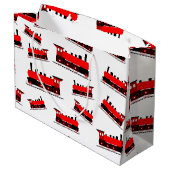 Red Steam Train Pattern Groot Cadeauzakje (Achterkant Gekanteld)