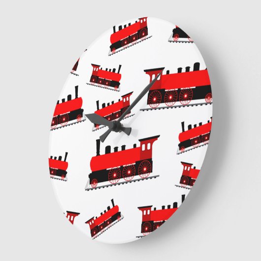 Red Steam Train Pattern Grote Klok (Hoek)