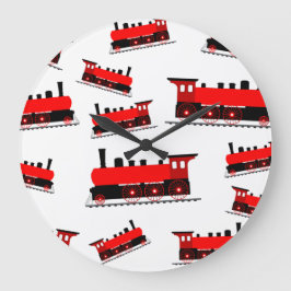 Red Steam Train Pattern Grote Klok