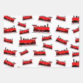 Red Steam Train Pattern Inpakpapier Vel (Voorkant)