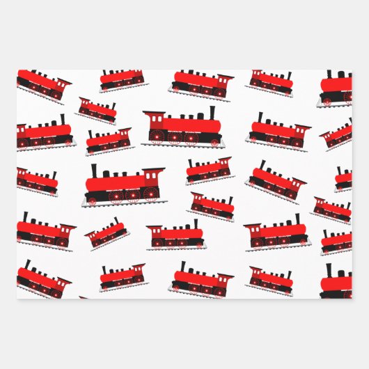 Red Steam Train Pattern Inpakpapier Vel (Voorkant)