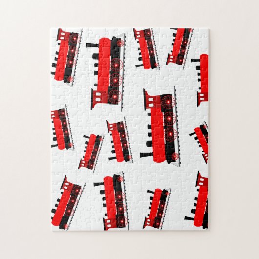 Red Steam Train Pattern Legpuzzel (Verticaal)