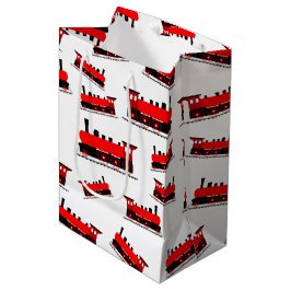 Red Steam Train Pattern Medium Cadeauzakje