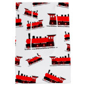 Red Steam Train Pattern Medium Cadeauzakje (Achterkant)