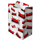 Red Steam Train Pattern Medium Cadeauzakje (Achterkant Gekanteld)