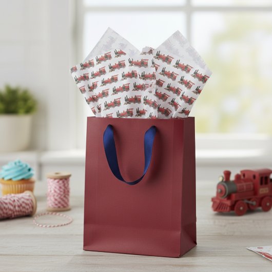 Red Steam Train Tissuepapier