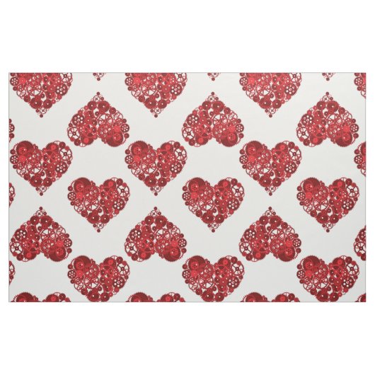 Red Steampunk Hearts Stof (Fat Quarter)