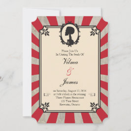 Red Steampunk Skeleton Vintage Wedding Invitation Kaart