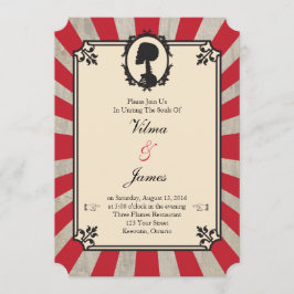 Red Steampunk Skeleton Vintage Wedding Invitation Kaart