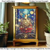 Red Steampunk Train, Loco, Mozaïek DH4L Decoupage Tissuepapier