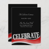 Red Steel Wave Celebration Receptie Kaart (Voorkant / Achterkant)