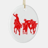 Red Steer Wrestler Keramisch Ornament (Rechts)
