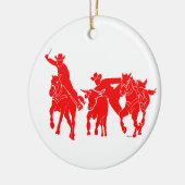 Red Steer Wrestler Keramisch Ornament (Links)