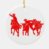Red Steer Wrestler Keramisch Ornament (Achterkant)