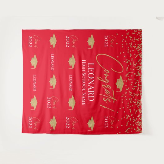 Red Step and repeat Graduation Backdrop ba Wandkleed (Voorkant (horizontaal))