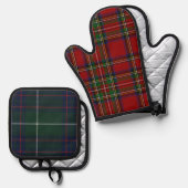 Red Stewart Plaid Tartan for Christmas Ovenwant & Pannenlap Set (Voorkant / Achterkant)