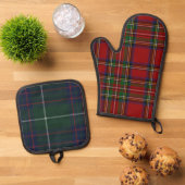 Red Stewart Plaid Tartan for Christmas Ovenwant & Pannenlap Set (Top down)