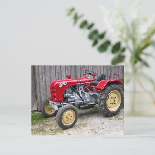 Red Steyr Tractor T84 Briefkaart (Staand voorkant)