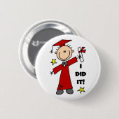 Red Stick Figuur Boy Afstuderen Ronde Button 5,7 Cm (Voorkant /achterkant)