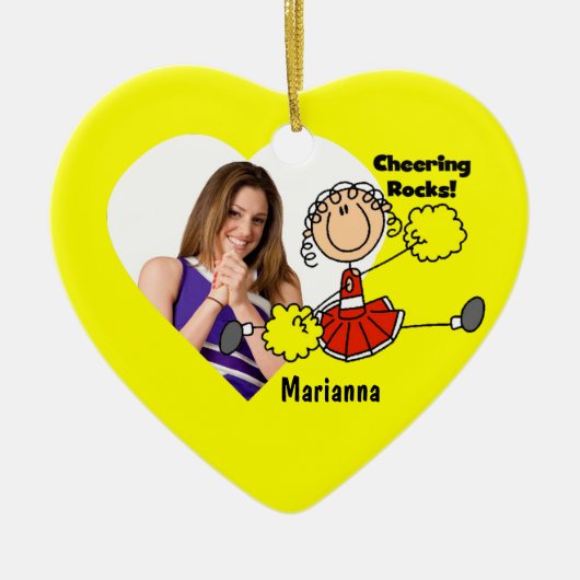 Red Stick Figuur Cheerleader Ornament (Voorkant)