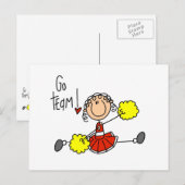 Red Stick Figuur Cheerleader t-shirts en cadeautje Briefkaart (Voorkant / Achterkant)