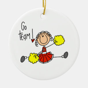 Red Stick Figuur Cheerleader t-shirts en cadeautje Keramisch Ornament