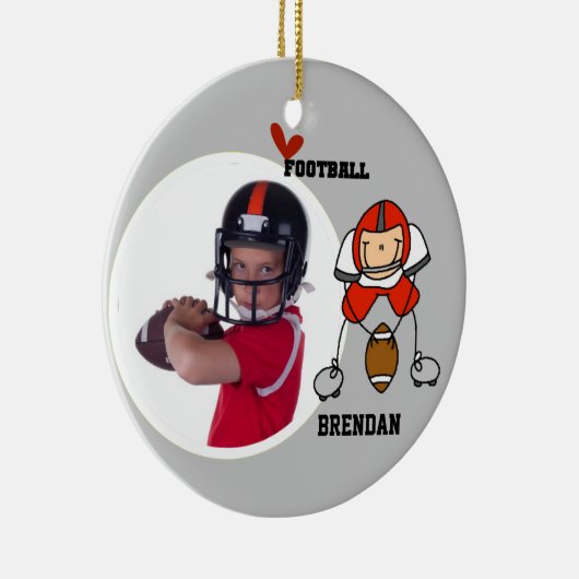 Red Stick Figuur Football Player Photo Ornament (Rechts)