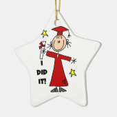 Red Stick Figuur Girl Afstuderen Keramisch Ornament (Links)