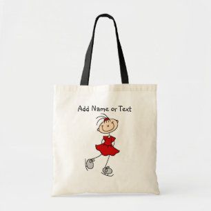 Red Stick Figuur Girl Ice Skater Gepersonaliseerd  Tote Bag
