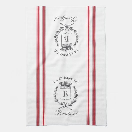 Red  Stijl Franse Sack met aangepaste naam Theedoek (Verticaal)