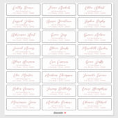 Red Stijlvol script bruiloft gast adres label (Vel)