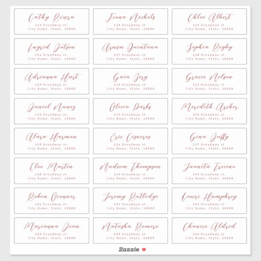 Red Stijlvol script bruiloft gast adres label (Vel)