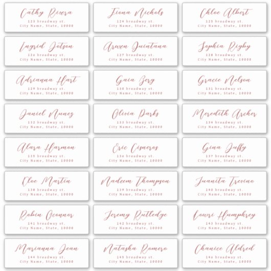 Red Stijlvol script bruiloft gast adres label (Voorkant)