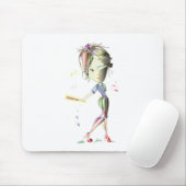 Red Stiletto Girl speelt honkbal! Kunst Muismat (Met muis)
