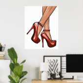 Red Stiletto Heels en Legs Poster (Thuiskantoor)