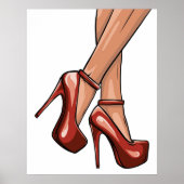 Red Stiletto Heels en Legs Poster (Voorkant)