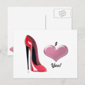 Red Stiletto High Hiel Shoe Art Briefkaart (Voorkant / Achterkant)