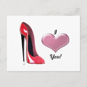 Red Stiletto High Hiel Shoe Art Briefkaart