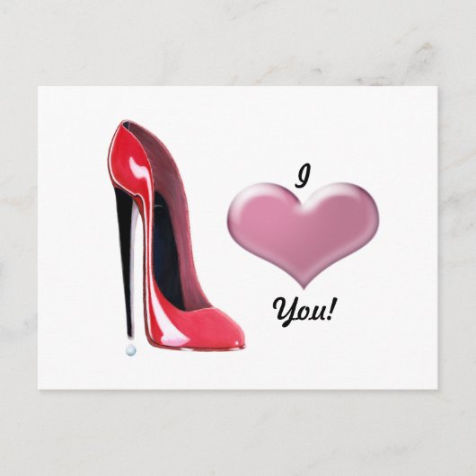 Red Stiletto High Hiel Shoe Art Briefkaart (Voorkant)