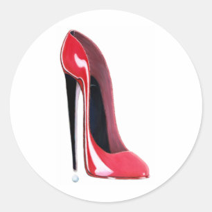 Red Stiletto High Hiel Shoe Art Ronde Sticker