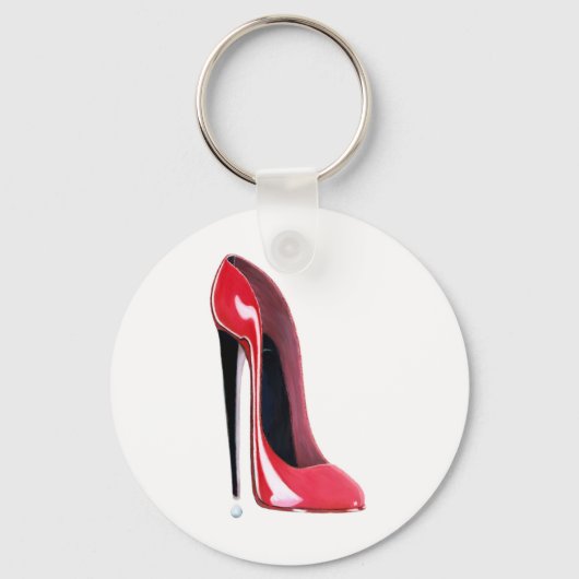 Red Stiletto High Hiel Shoe Art Sleutelhanger (Voorkant)